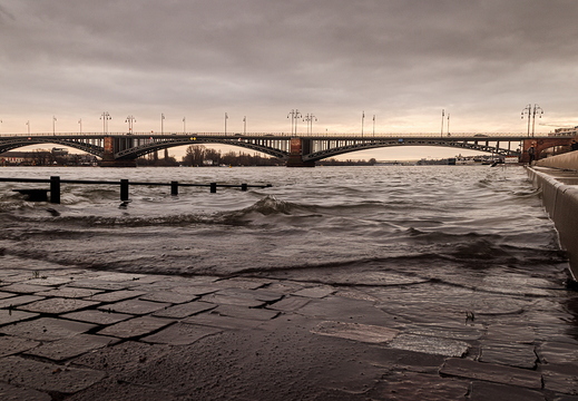 Hochwasser am Mainzer Rheinufer
